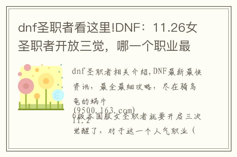 dnf圣职者看这里!DNF：11.26女圣职者开放三觉，哪一个职业最值得预约？