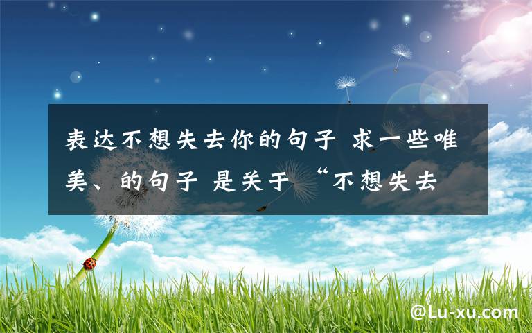 表达不想失去你的句子 求一些唯美、的句子 是关于 “不想失去你”的 最好把自己写的卑微点.