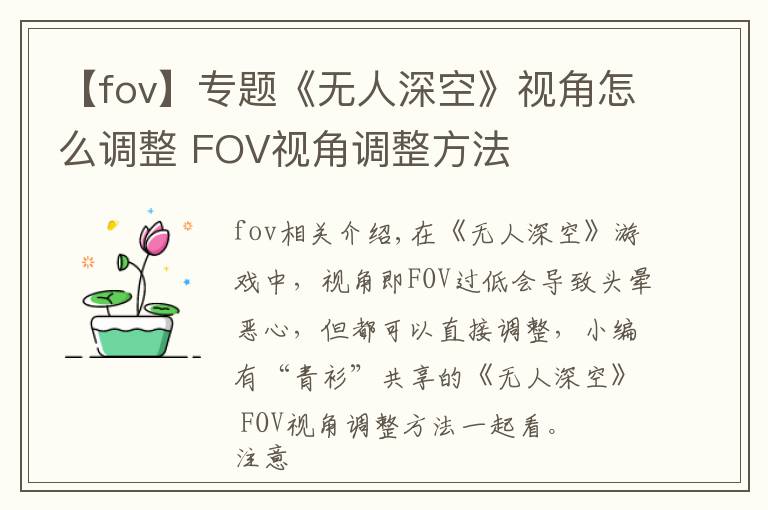 【fov】专题《无人深空》视角怎么调整 FOV视角调整方法