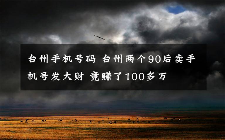 台州手机号码 台州两个90后卖手机号发大财 竟赚了100多万