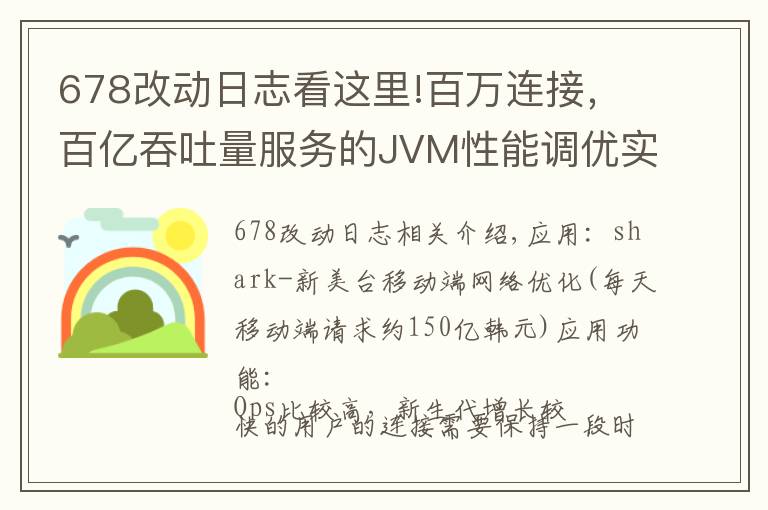 678改动日志看这里!百万连接，百亿吞吐量服务的JVM性能调优实战