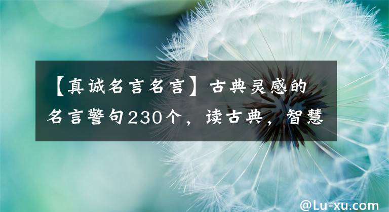 【真诚名言名言】古典灵感的名言警句230个，读古典，智慧长。