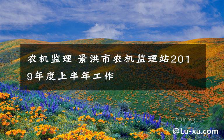 农机监理 景洪市农机监理站2019年度上半年工作