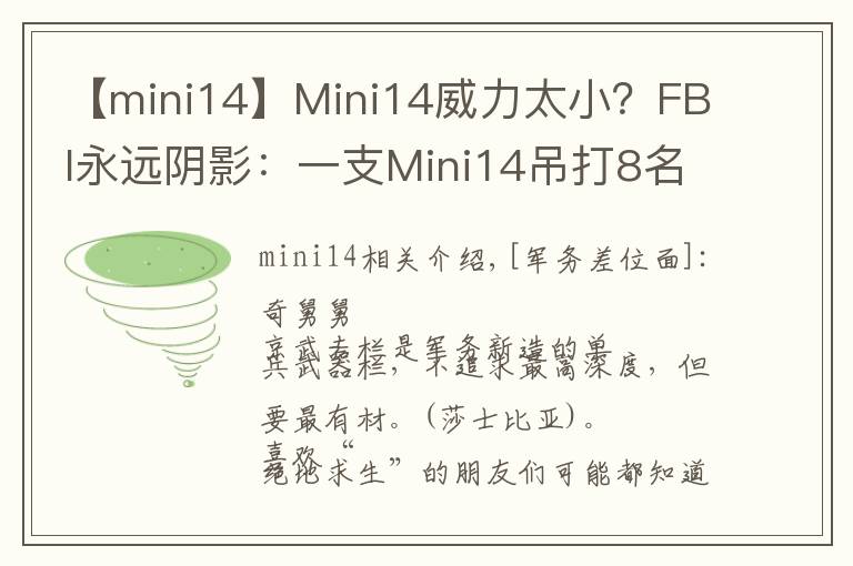 【mini14】Mini14威力太小？FBI永远阴影：一支Mini14吊打8名探员