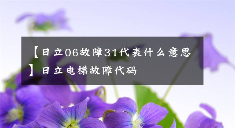 【日立06故障31代表什么意思】日立电梯故障代码