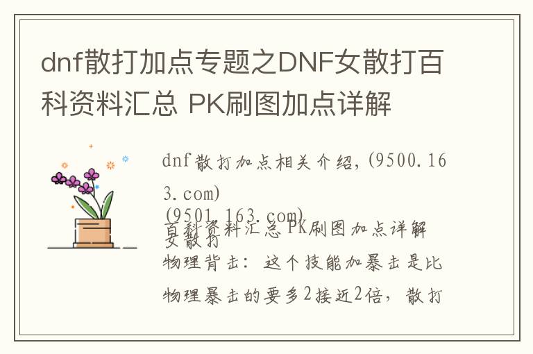 dnf散打加点专题之DNF女散打百科资料汇总 PK刷图加点详解