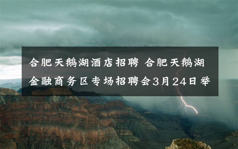 合肥天鹅湖酒店招聘 合肥天鹅湖金融商务区专场招聘会3月24日举行 提供上万个就业岗位