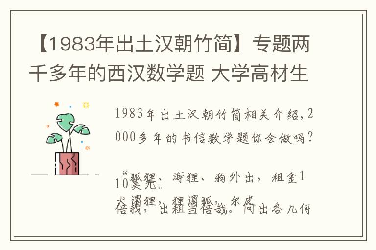 【1983年出土汉朝竹简】专题两千多年的西汉数学题 大学高材生也不一定会做