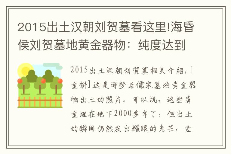 2015出土汉朝刘贺墓看这里!海昏侯刘贺墓地黄金器物：纯度达到99%，差点就被盗墓者盗掘一空