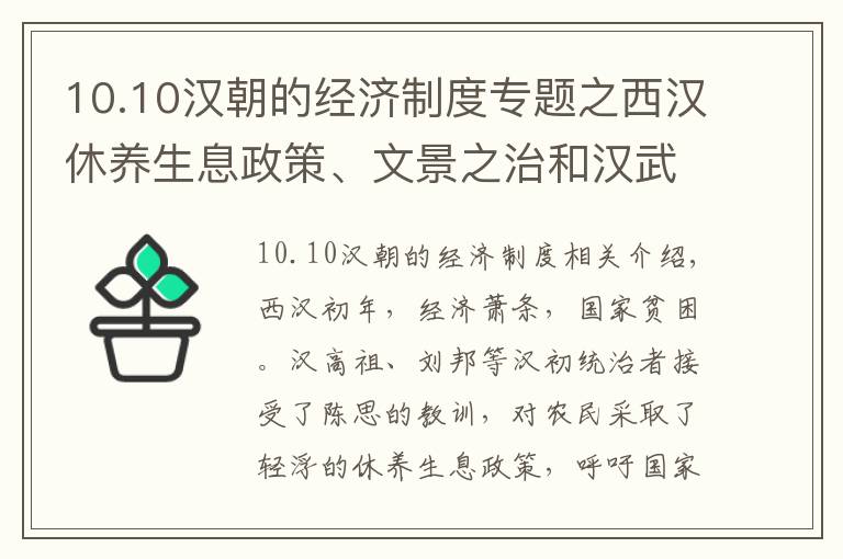 10.10汉朝的经济制度专题之西汉休养生息政策、文景之治和汉武帝大一统