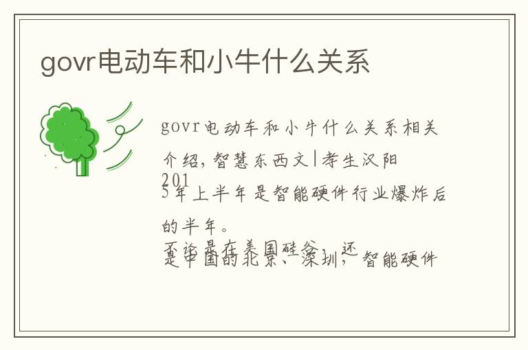 govr电动车和小牛什么关系