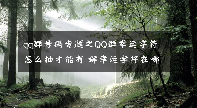 qq群号码专题之QQ群幸运字符怎么抽才能有 群幸运字符在哪获得方法