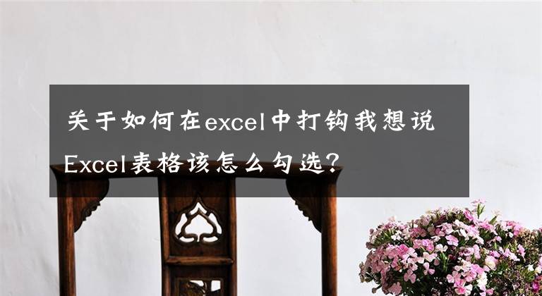 关于如何在excel中打钩我想说Excel表格该怎么勾选？