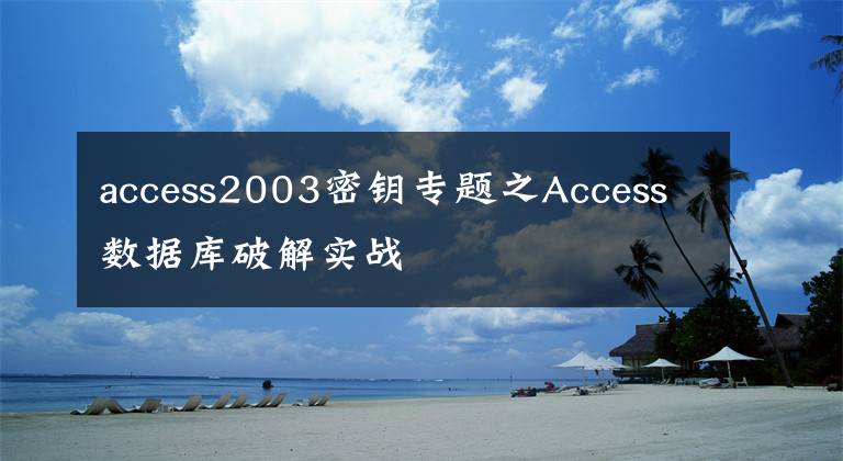 access2003密钥专题之Access数据库破解实战