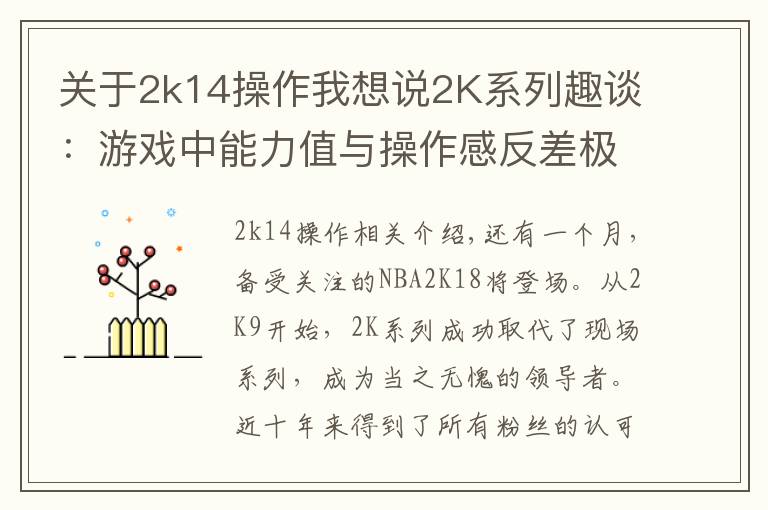 关于2k14操作我想说2K系列趣谈：游戏中能力值与操作感反差极大的球员！