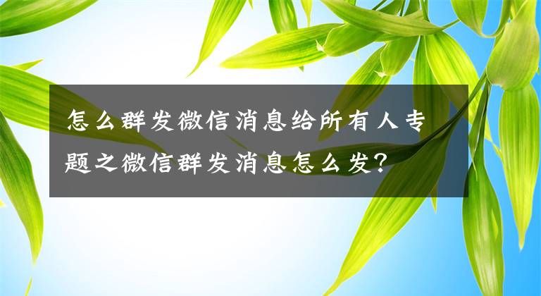 怎么群发微信消息给所有人专题之微信群发消息怎么发？