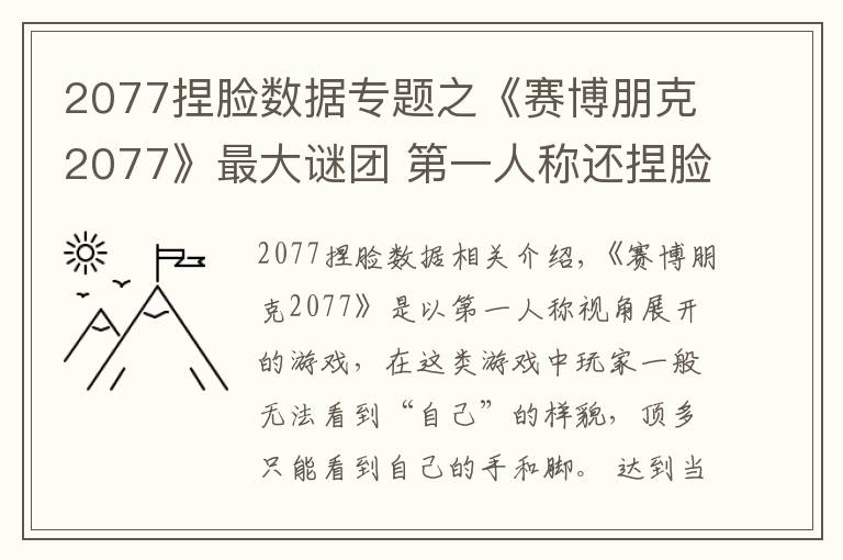 2077捏脸数据专题之《赛博朋克2077》最大谜团 第一人称还捏脸干什么？