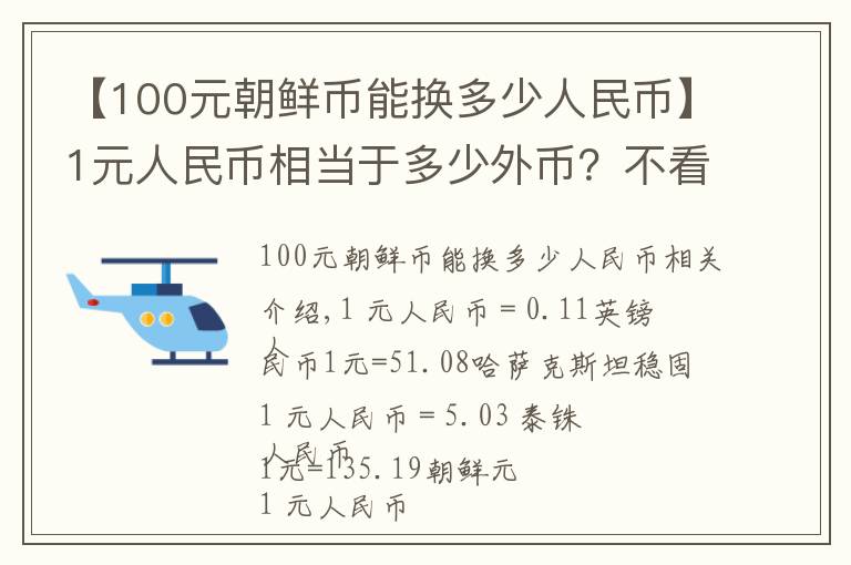 【100元朝鲜币能换多少人民币】1元人民币相当于多少外币？不看不知道，一看吓一跳