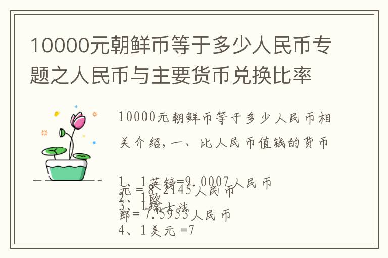 10000元朝鲜币等于多少人民币专题之人民币与主要货币兑换比率（最新版）