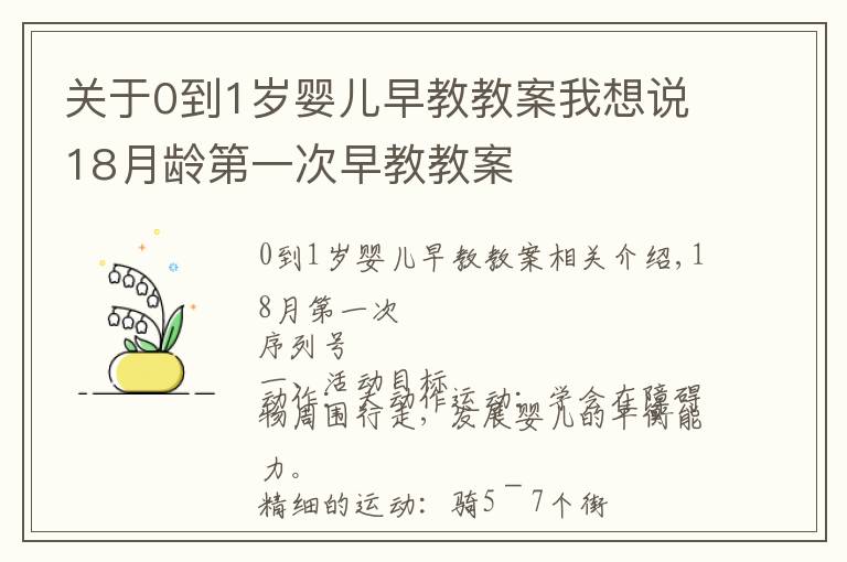 关于0到1岁婴儿早教教案我想说18月龄第一次早教教案