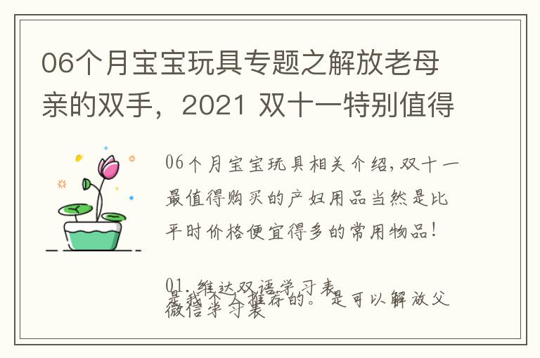 06个月宝宝玩具专题之解放老母亲的双手，2021 双十一特别值得买的母婴好物推荐清单