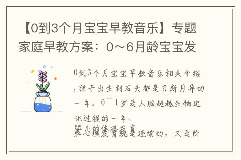 【0到3个月宝宝早教音乐】专题家庭早教方案：0～6月龄宝宝发育指标及亲子游戏课程！值得收藏