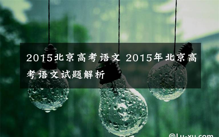 2015北京高考语文 2015年北京高考语文试题解析