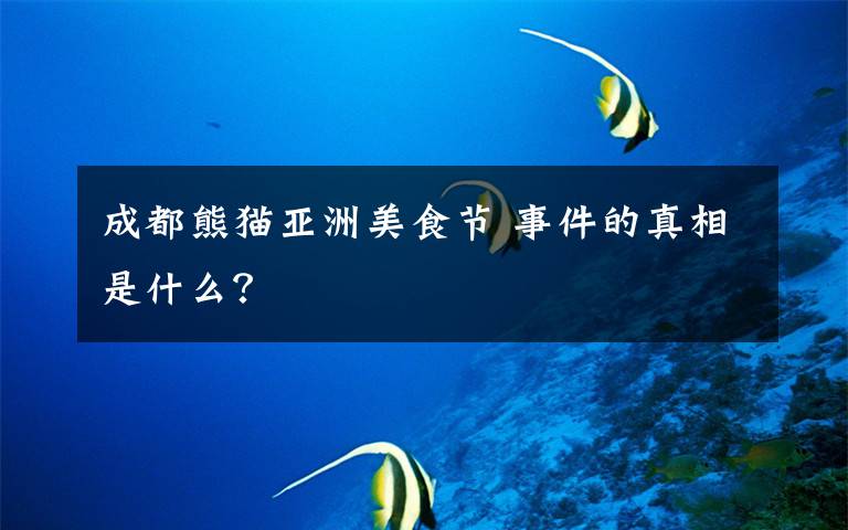 成都熊猫亚洲美食节 事件的真相是什么？