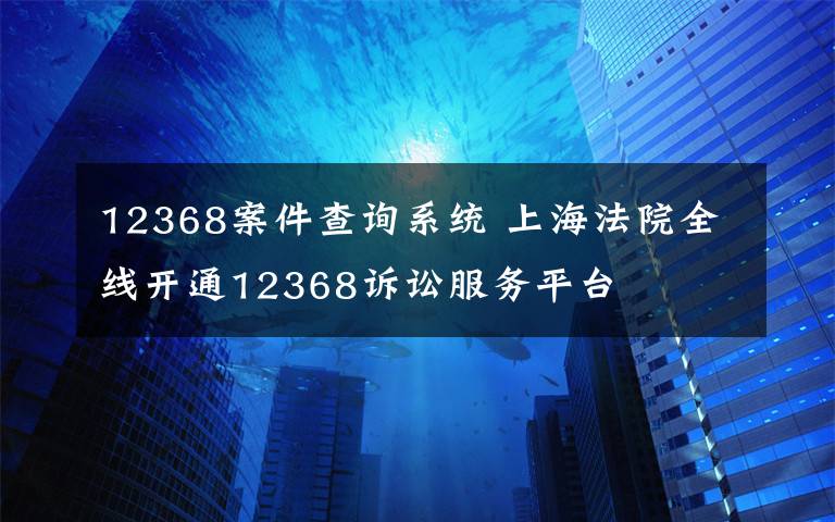 12368案件查询系统 上海法院全线开通12368诉讼服务平台