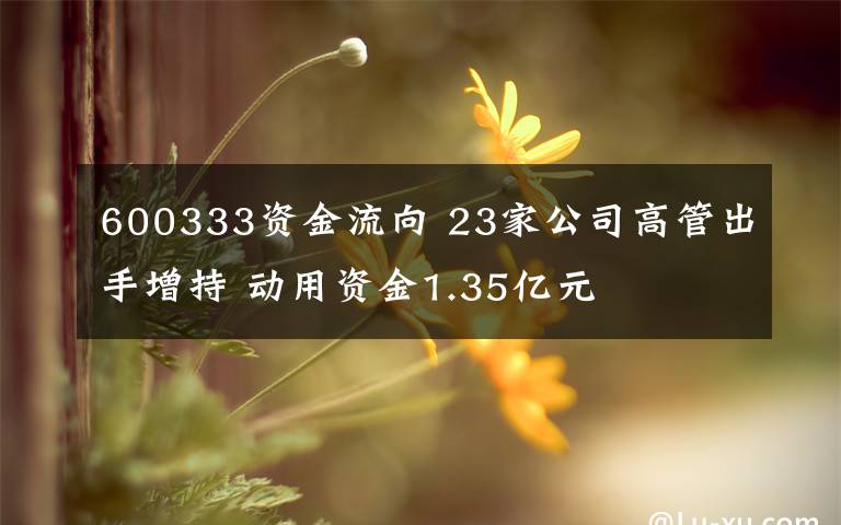 600333资金流向 23家公司高管出手增持 动用资金1.35亿元