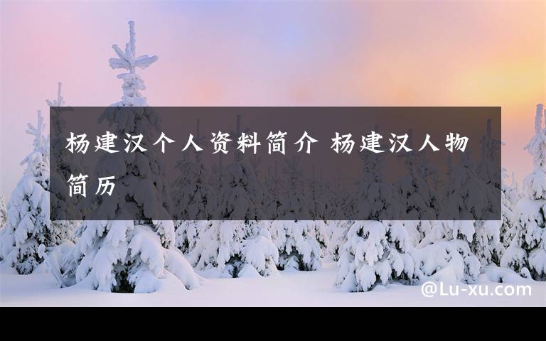 杨建汉个人资料简介 杨建汉人物简历