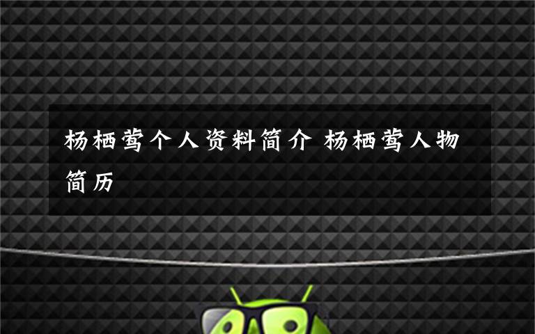 杨栖莺个人资料简介 杨栖莺人物简历文章配图