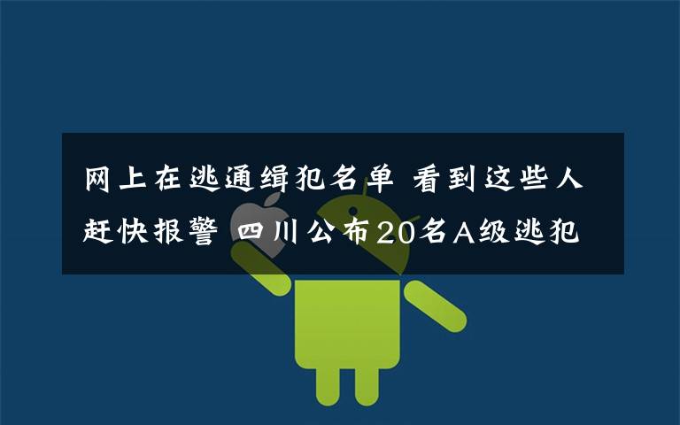 网上在逃通缉犯名单 看到这些人赶快报警 四川公布20名A级逃犯通缉令