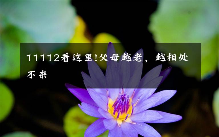 11112看这里!父母越老，越相处不来