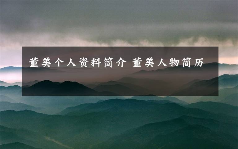 董美个人资料简介 董美人物简历文章配图
