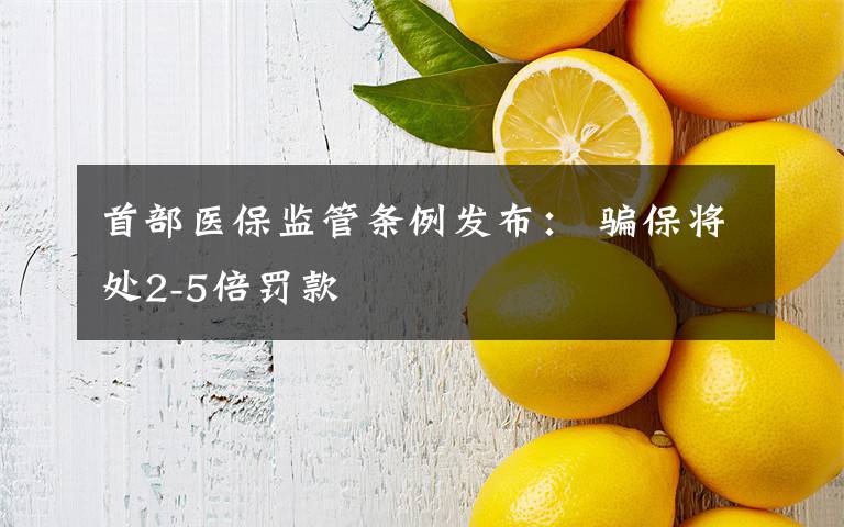 首部医保监管条例发布： 骗保将处2-5倍罚款