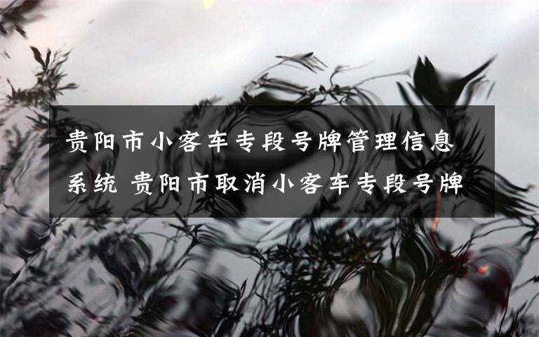 贵阳市小客车专段号牌管理信息系统 贵阳市取消小客车专段号牌摇号