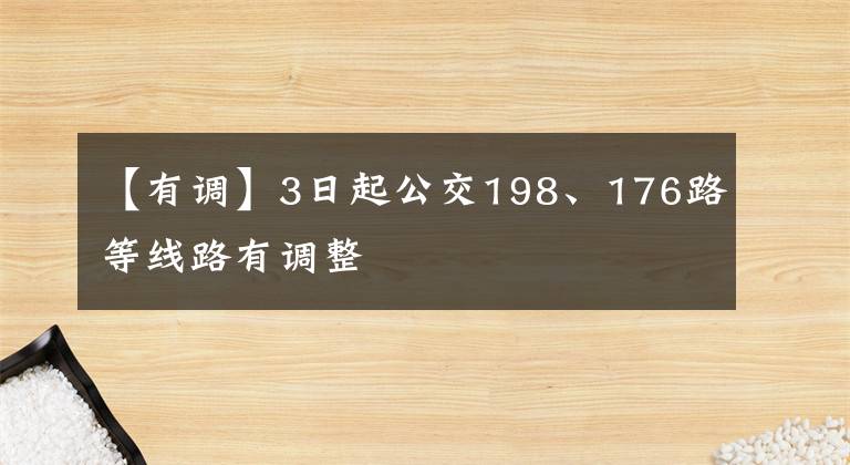 【有调】3日起公交198、176路等线路有调整
