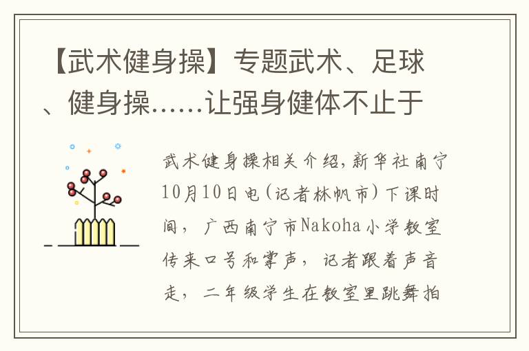 【武术健身操】专题武术、足球、健身操……让强身健体不止于体育课