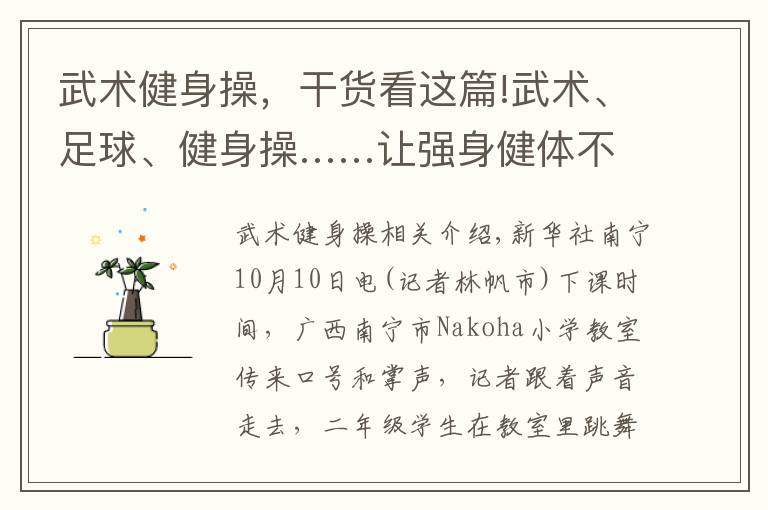 武术健身操，干货看这篇!武术、足球、健身操……让强身健体不止于体育课