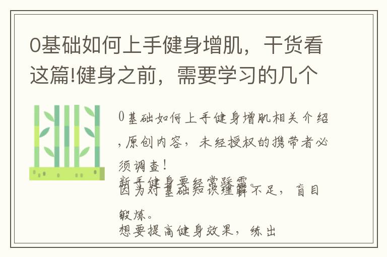 0基础如何上手健身增肌，干货看这篇!健身之前，需要学习的几个基础知识，让你更加高效地锻炼