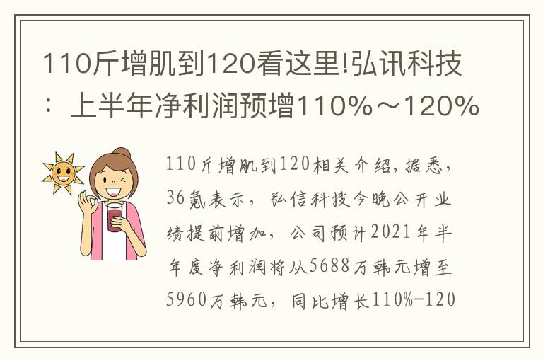 110斤增肌到120看这里!弘讯科技：上半年净利润预增110%～120%