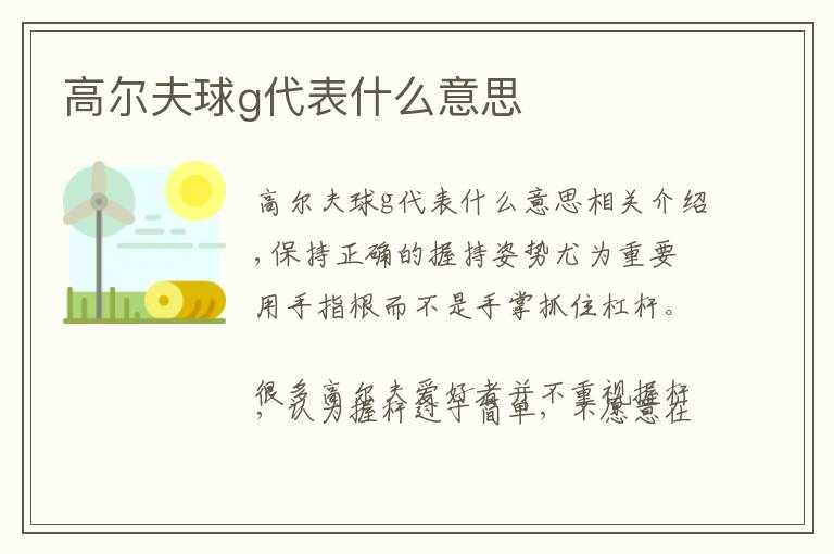 高尔夫球g代表什么意思