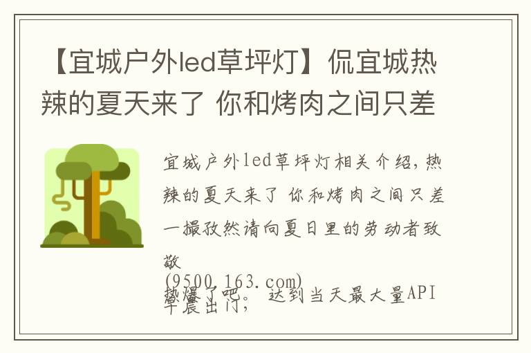 【宜城户外led草坪灯】侃宜城热辣的夏天来了 你和烤肉之间只差一撮孜然|请向夏日里的劳动者致敬