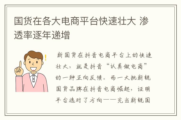 国货在各大电商平台快速壮大 渗透率逐年递增