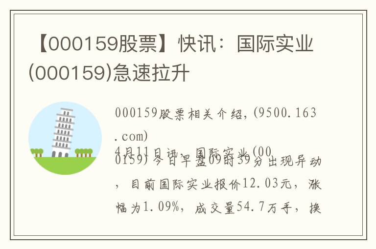【000159股票】快讯：国际实业(000159)急速拉升
