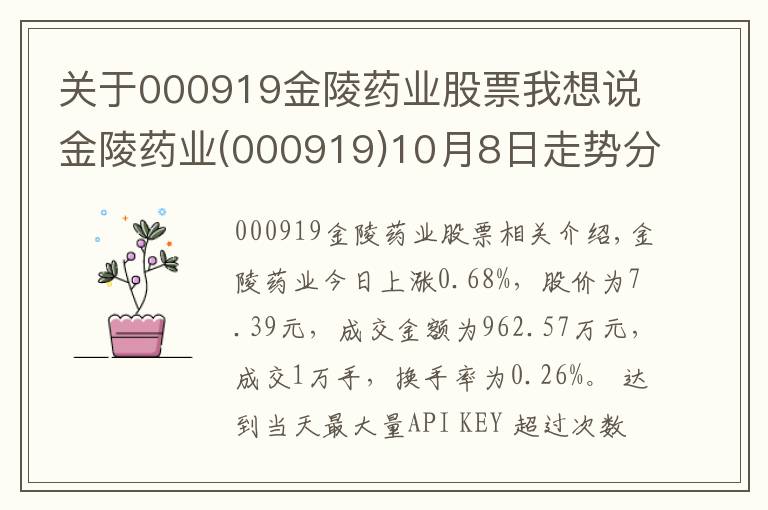 关于000919金陵药业股票我想说金陵药业(000919)10月8日走势分析