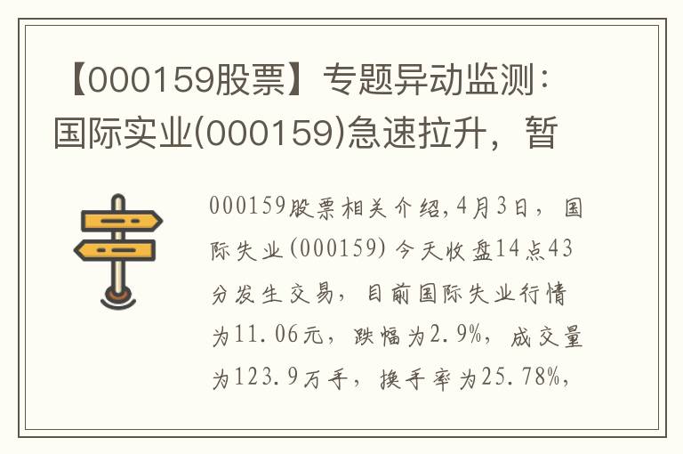 【000159股票】专题异动监测：国际实业(000159)急速拉升，暂报11.06元