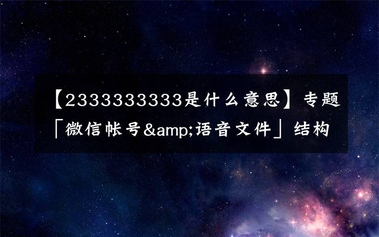 【2333333333是什么意思】专题「微信帐号&语音文件」结构分析