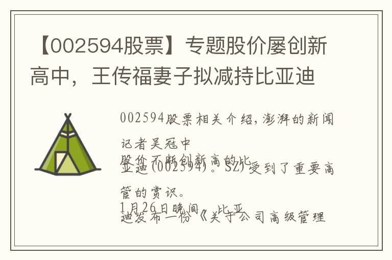 【002594股票】专题股价屡创新高中，王传福妻子拟减持比亚迪预计套现超2亿